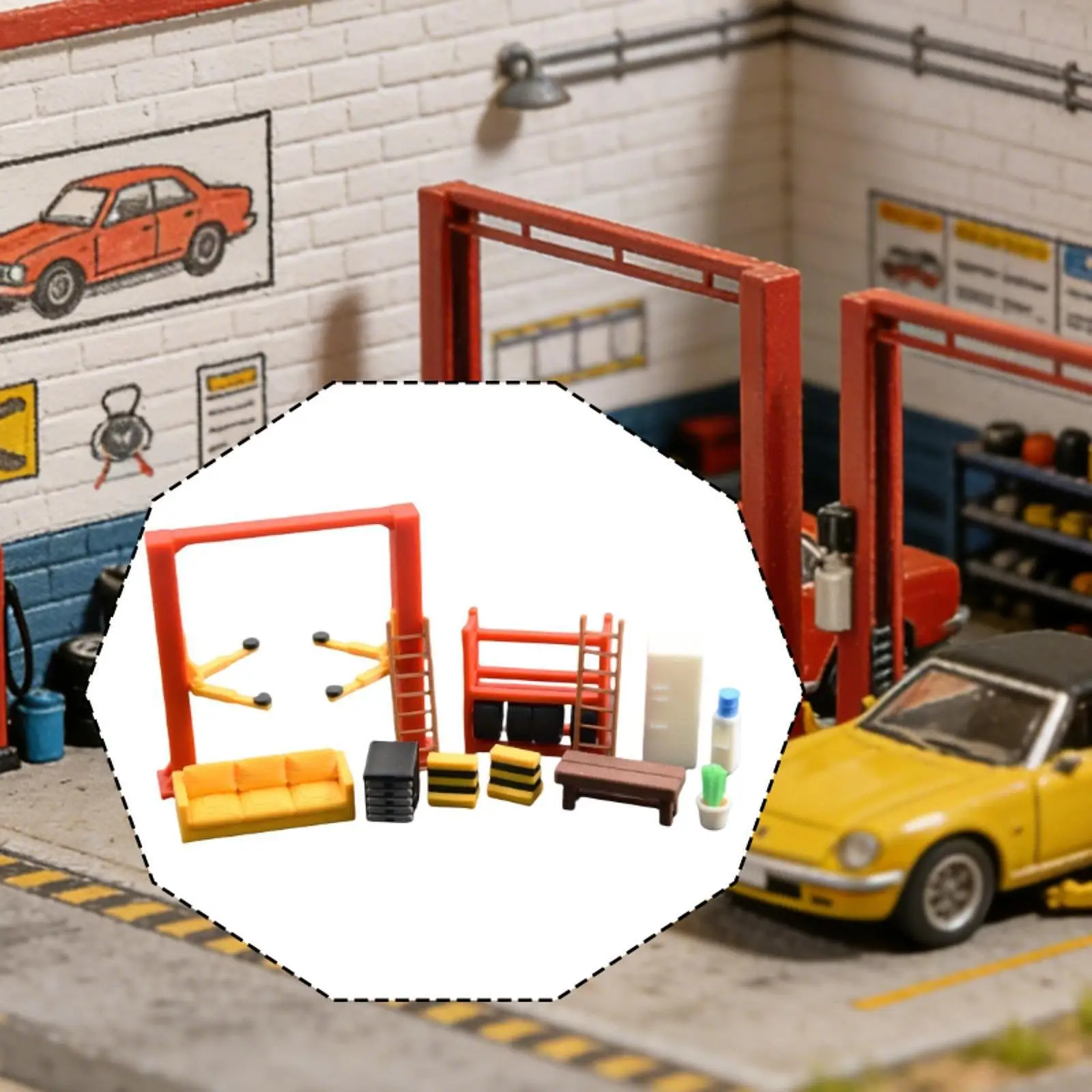 

Набор моделей инструментов для обслуживания автомобилей в масштабе 1:64, аксессуары для диорам по ремонту автомобилей из смолы