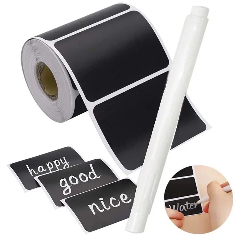 120Pcs/Roll Removable Blackboard Stickers With Erasable Pen Waterproof Chalkboard Labels Home Kitchen Spice Jars Bottles Sticker