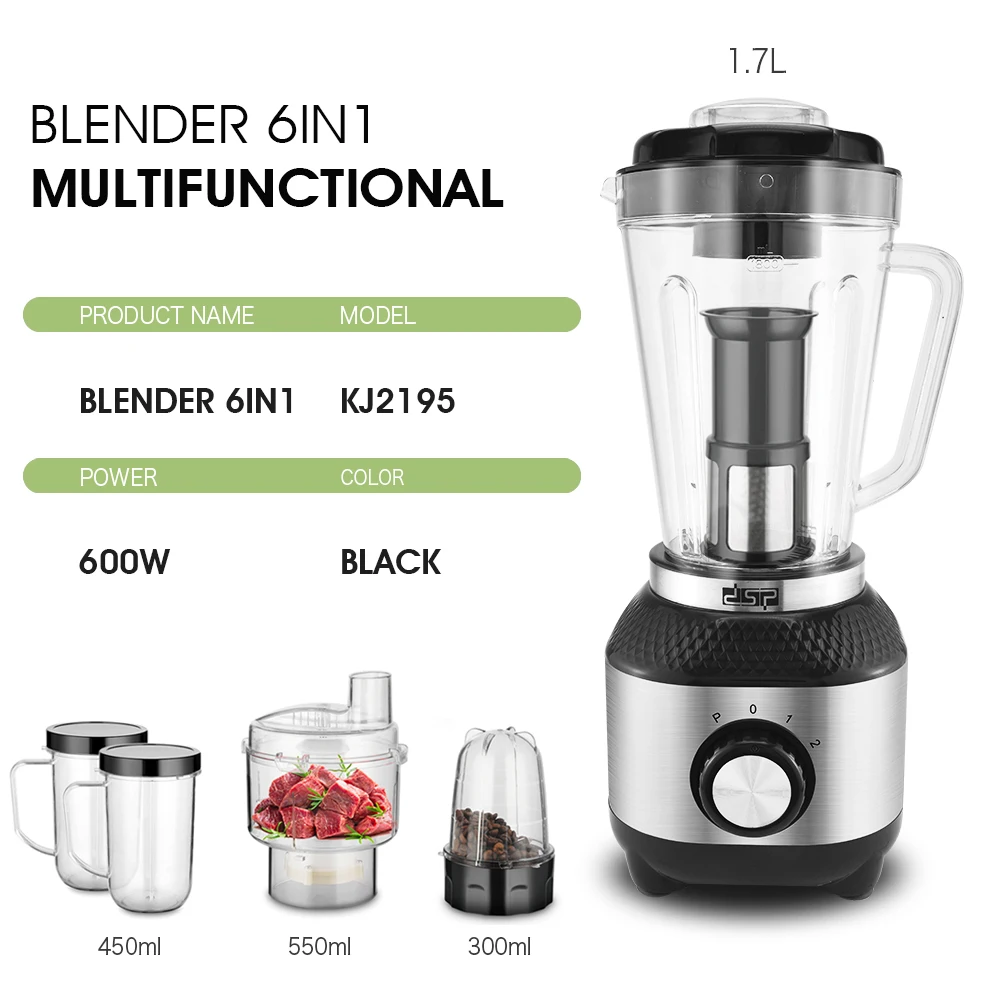 

Home Kitchen Small Juicer Multifunctional 6-in-1 Blender for Mixing Food, Milkshakes and Smoothies, Etc