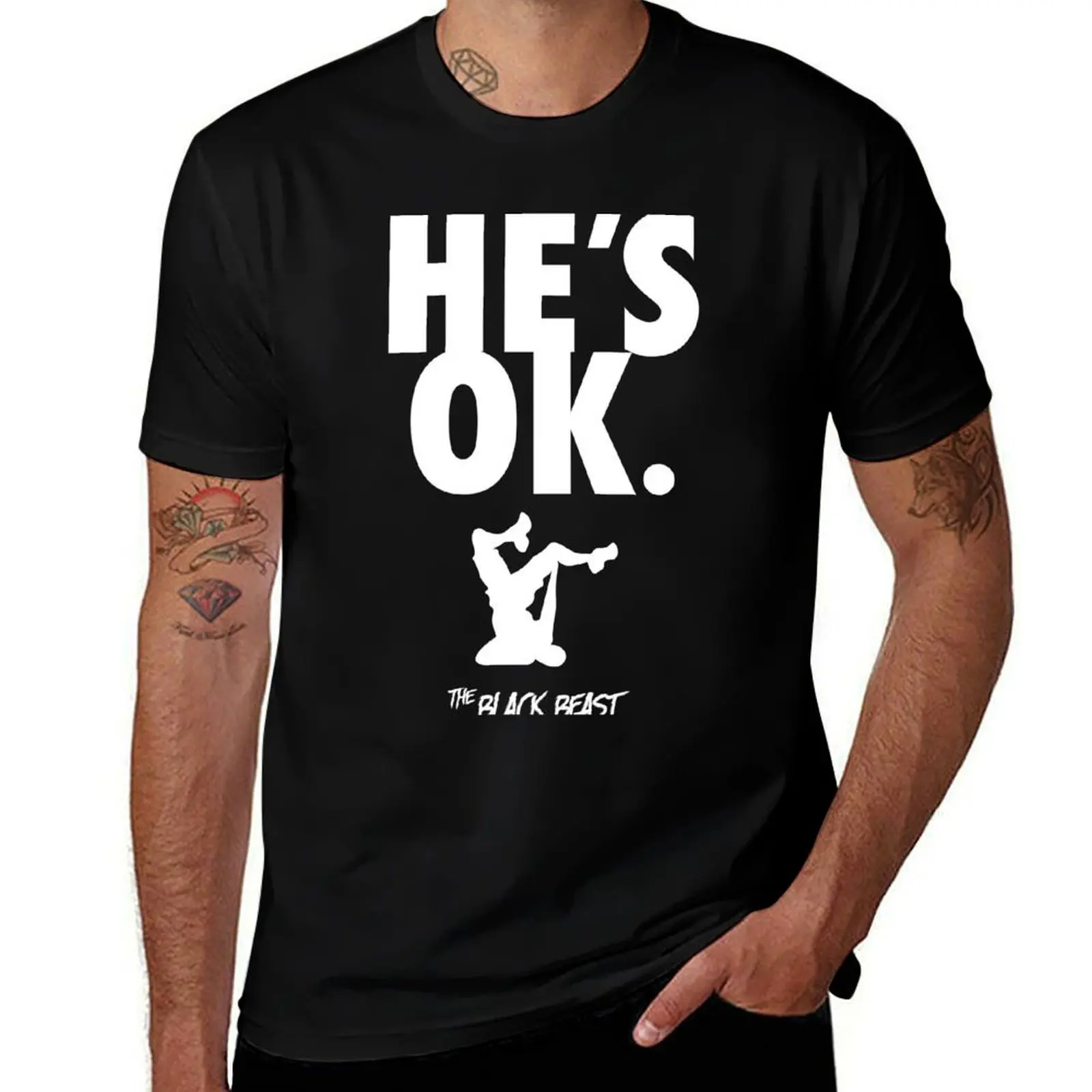 Derrick Lewis He's Ok The Black Beast T-Shirt Breathable Basic Cotton T-Shirt