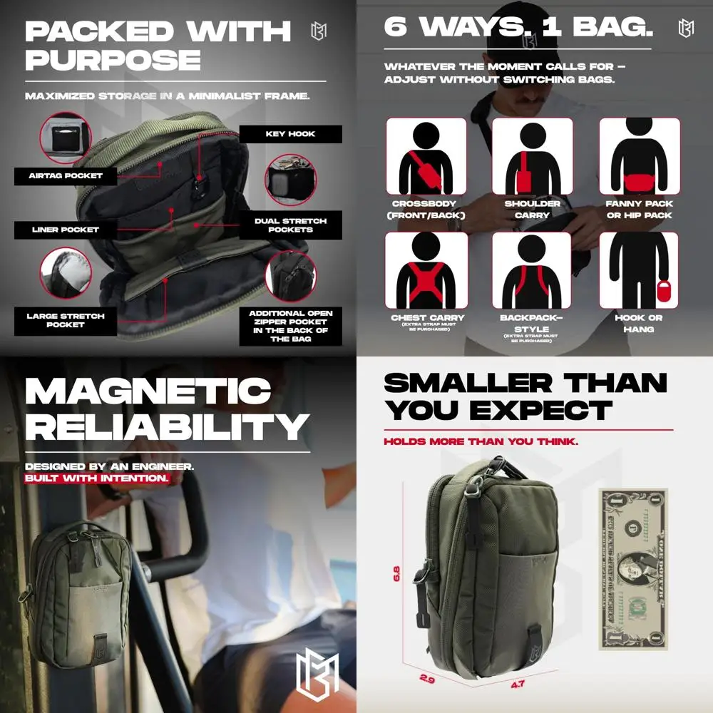 

Crossbody Sling Chest Bag with Magnetic Closure for Men and Women - Gym and Travel Essential