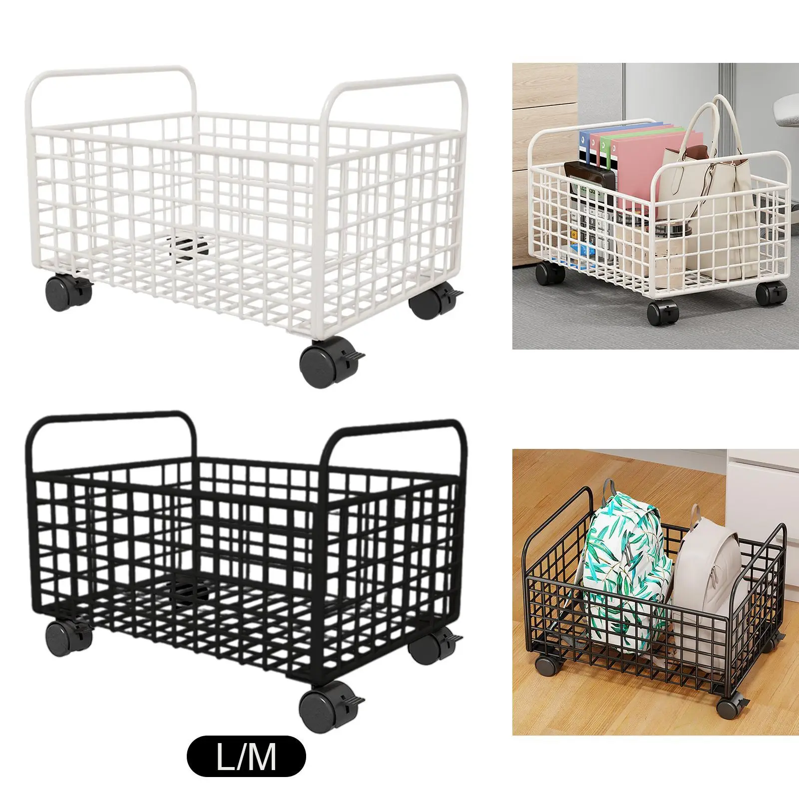 Small Utility Cart on Wheels Portable Rolling Organizer Basket for Book Storage Under Desk Multipurpose Household Kitchen