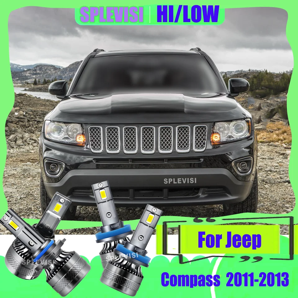 Top Quality 6000K LED Headlights 9005 H8 H9 H11 Light Bulbs White Lamps High Low CANBUS Ready For Jeep Compass 2011 2012 2013