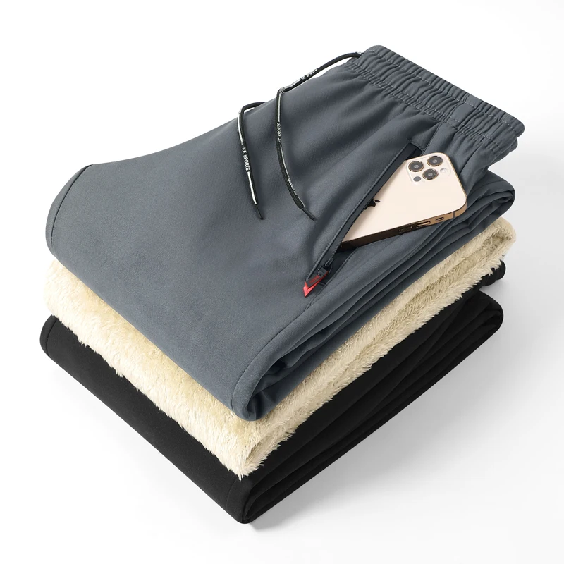 New Winter Lamb Wool Warm And Thick Sports Trousers For Men Fashionable Comfortable Versatile Outdoor Casual Straight Leg Pants