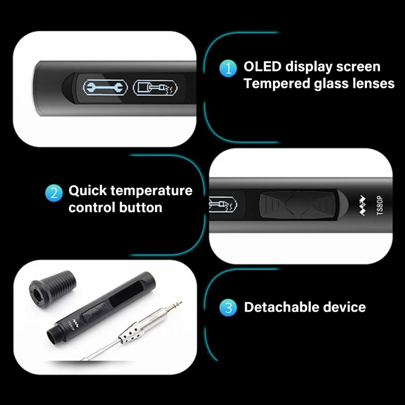 Digital Soldering Iron Adjustable Temperature Welding Tool Ceramic Heater Soldering Tips Tool Welding Tool for Metal M4YD