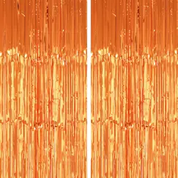 2pack Orange Tassel Background Decoration Set Metallic Foil Tassel Curtain Background Suitable for important scene