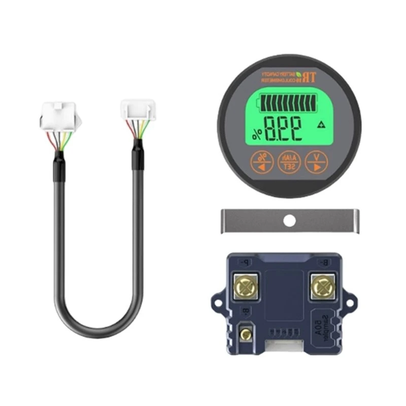ABKS-For Ebike Li- Lithium Lifepo4 Battery Capacity Indicator 50A DC 8-120V Coulomb Coulometer Meter Ammeter Voltmeter