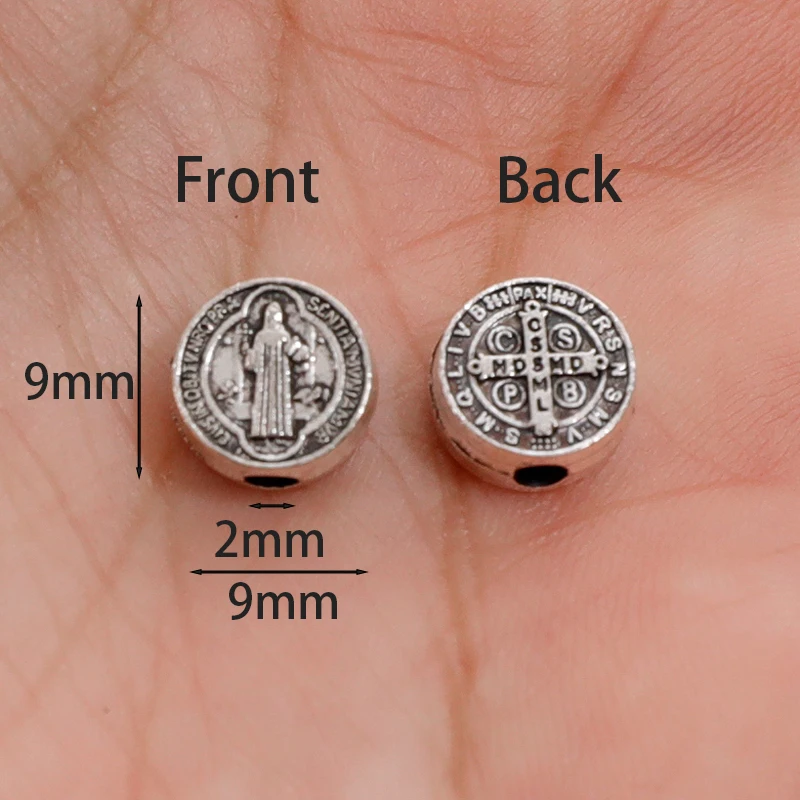 St. Benedict Medal Hole Beads Set Alloy Wafers Saint Exorcism Connected for Jewelry Making DIY Necklace Bracelet Accessorie