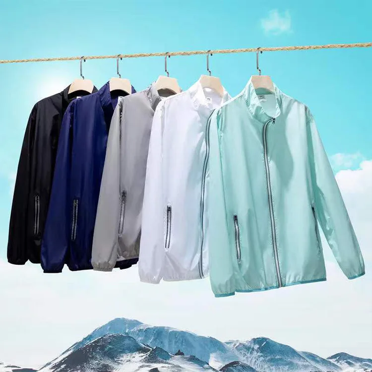 Reflective Stripe Stand Collar Ice Silk Sun Protection Clothing Uv Protection Outdoor Group Summer Thin Breathable Long Sleeves