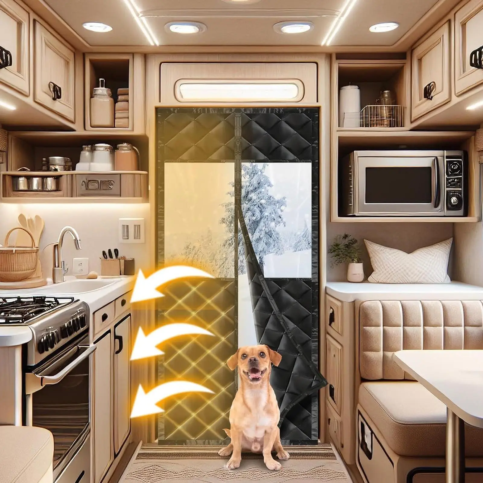 Thermal Door Cover Protector 33 X 80 Inches Thermal Door Curtains With Transparent Window For Trailer Home House Winter Garage