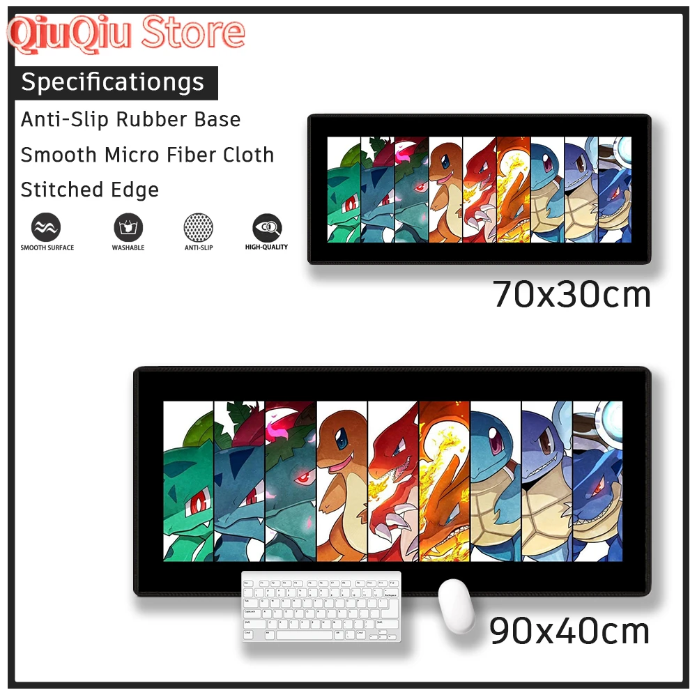 Pokemon Customised Mouse Pad Gaming Table Mat Stitched Edge Rubber Extended Mousepad Large Stitched Edge Deskpad Computer Desk M