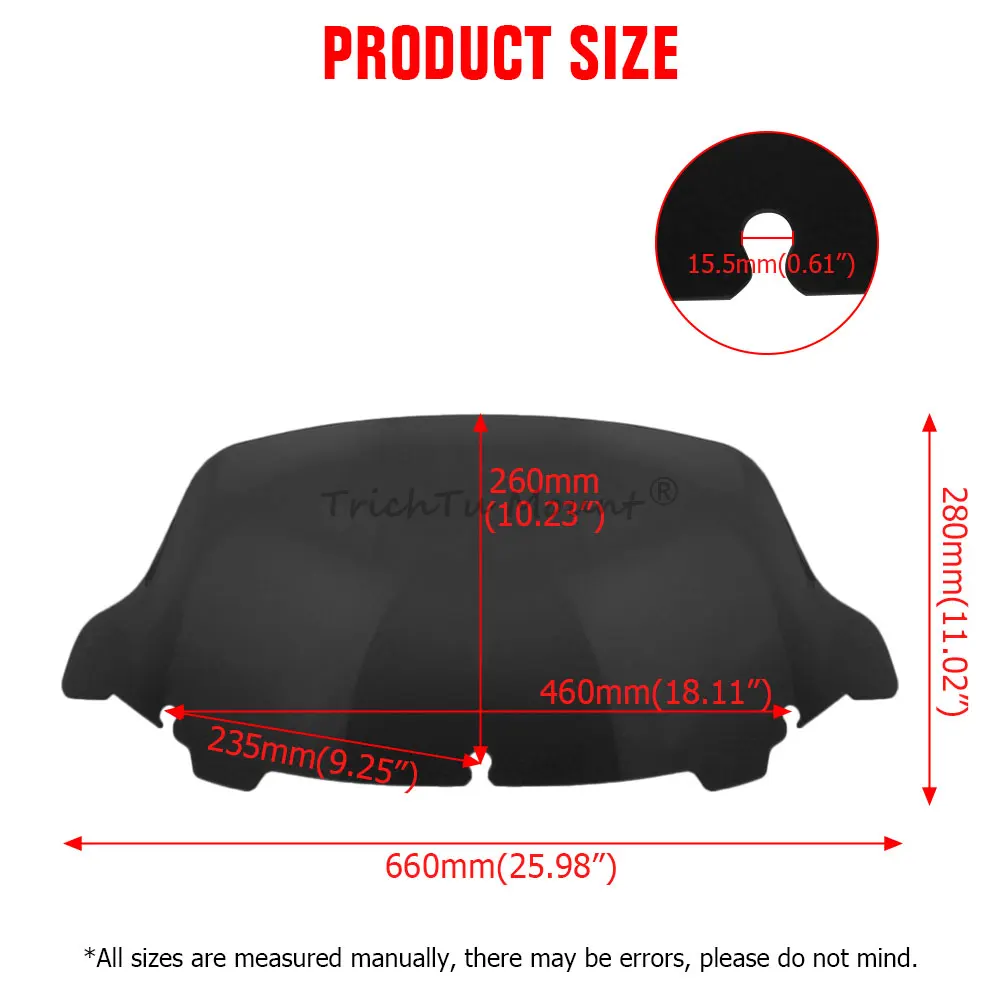 10.5 Inch Motorcycle Windshield Fairing Windscreen Wind Deflector for Harley Touring Electra Street Glide Tri Glide 2014-later