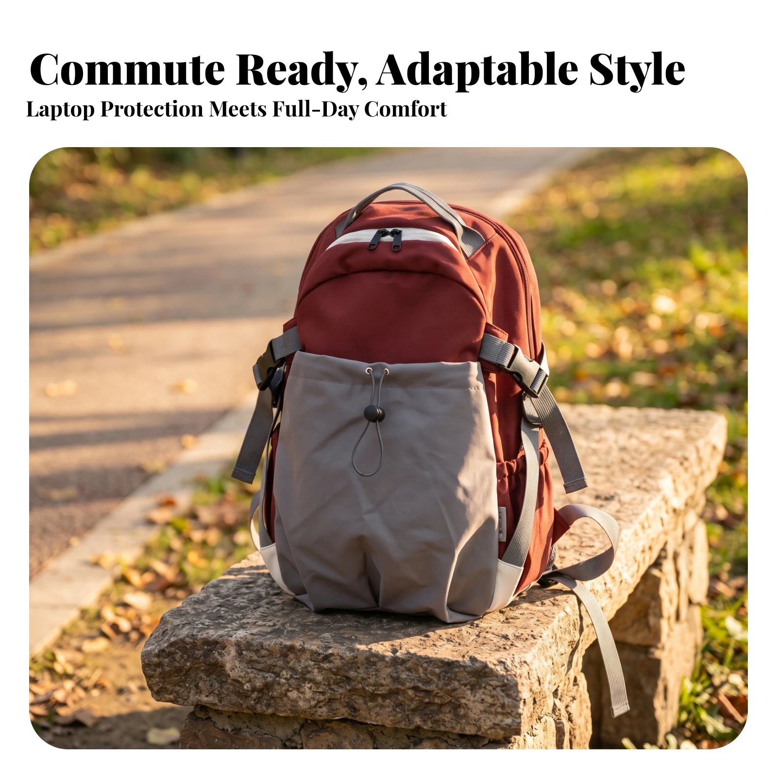 Backpack with Laptop Compartment Casual Backpack with Drawstring Pocket Daypack Comfortable Rucksack Lightweight for Commuters - view 2