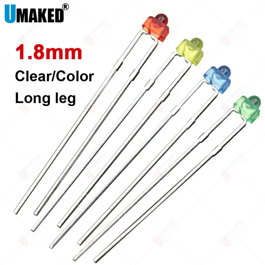 

1000pcs 1.8mm LED lamps diodes chip, Clear/ COLOR len light beads, F1.8 led Emitting diodes WW/WR/G/B/Y/Or/UV Lighting DIY lamp