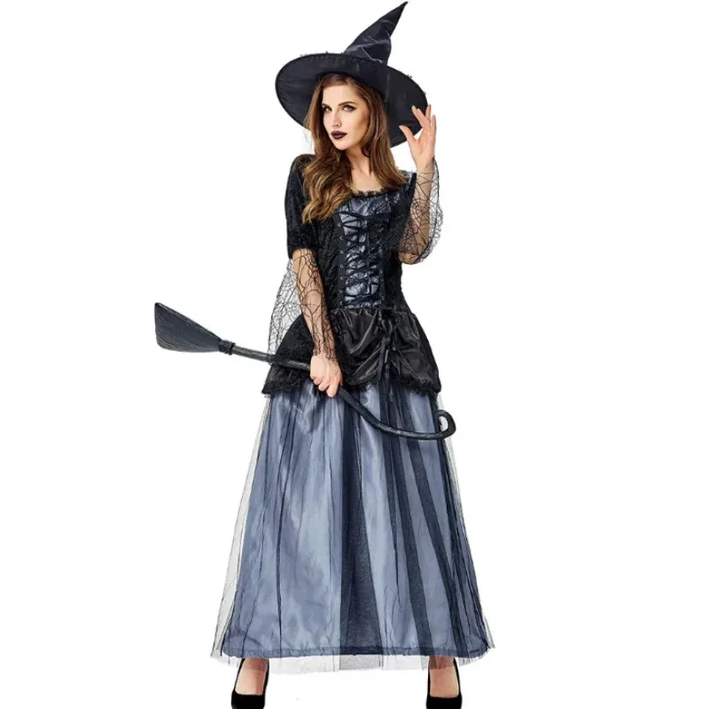 

Костюмы на Хэллоуин черных ведьм для девочек для женщин, праздничное платье для косплея