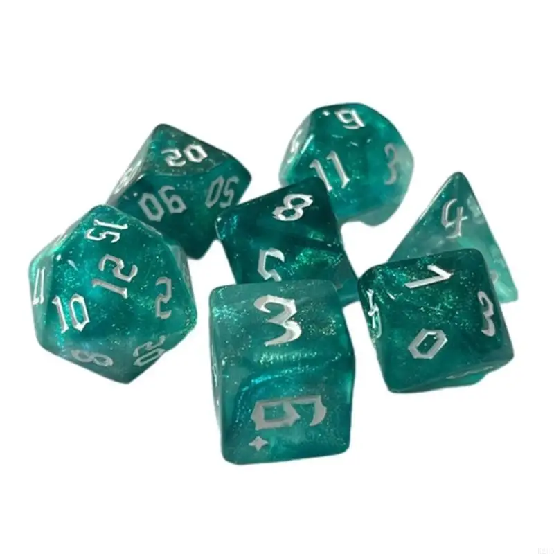 

7шт/набор многогранных акриловых кубиков с несколькими гранями различной формы, цифровые игровые кубики