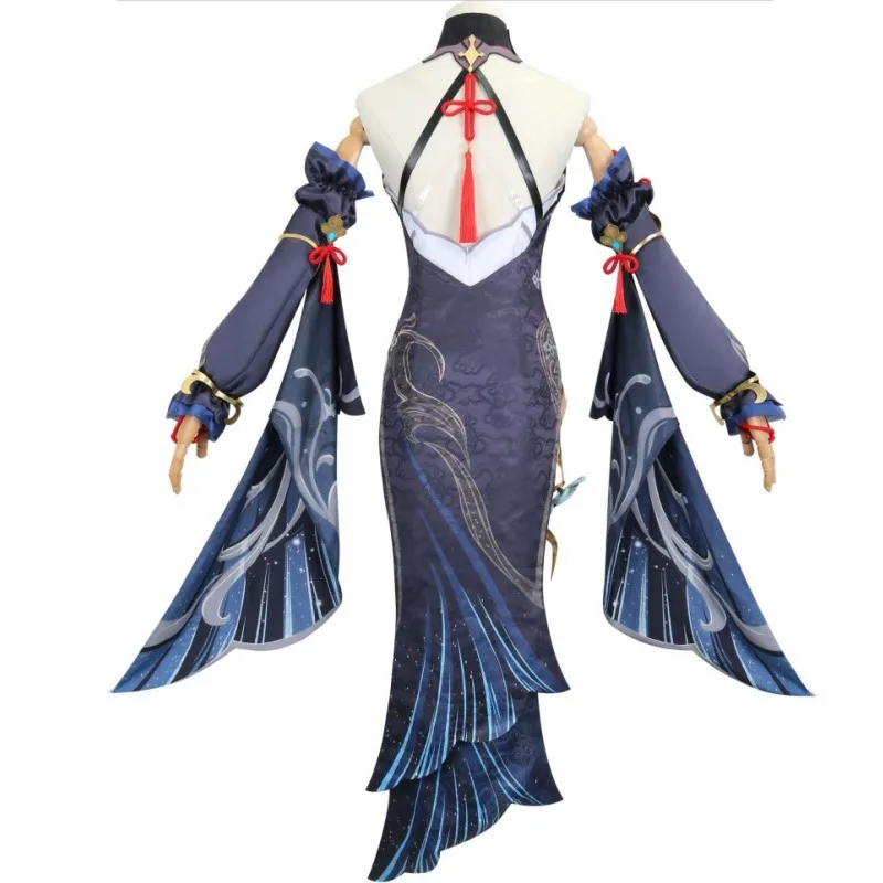 Genshin Impact Game Shen He Lantern Rite Cosplay Costume Frostflower Dew Dress Adult Uniform Wig halloween Women Character Suit