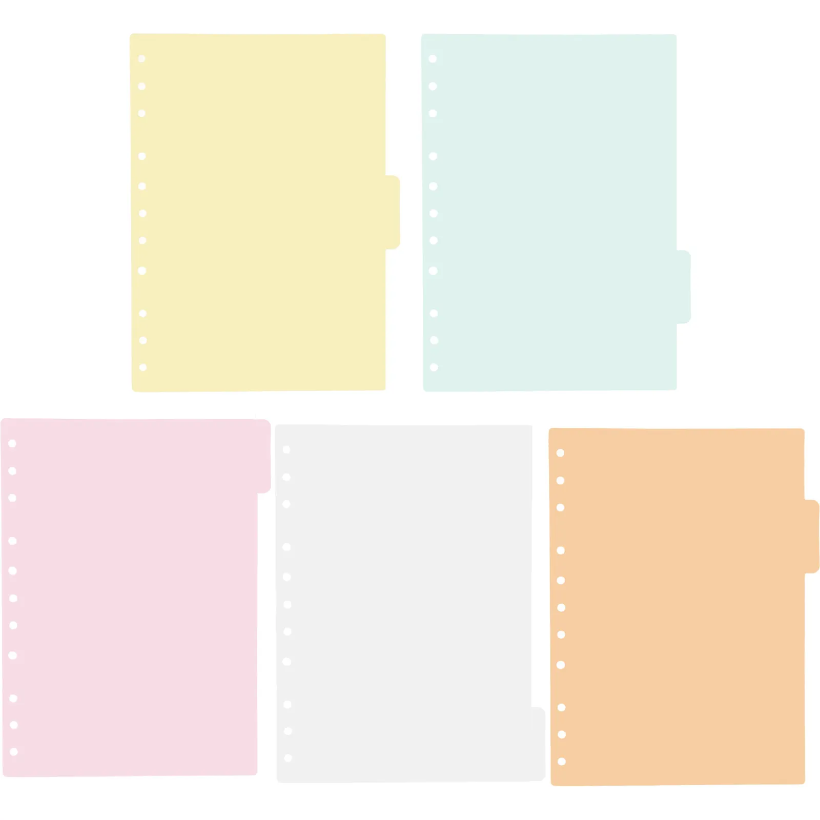 

5Pcs Plastic Colored Dividers B5 11 Holes Loose-Leaf Page Marker Easy-Split Document Classification Tab Set Paper Dividers