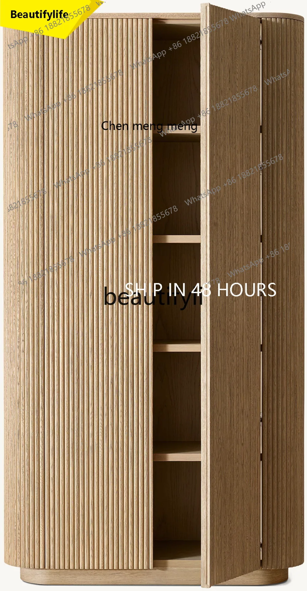 CC Light luxury bookcase American rural retro solid wood double door wardrobe household dining side cabinet storage