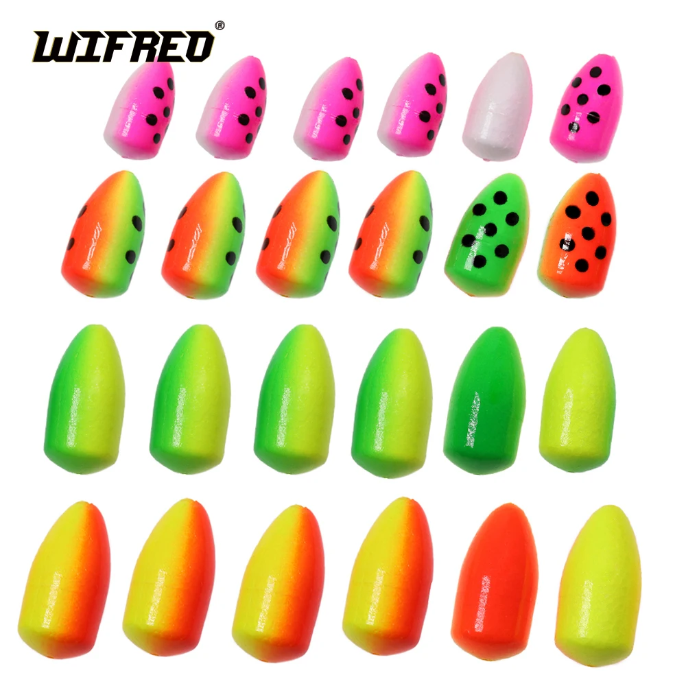 WIFREO 20PCS Fishing Foam Float Bobber Buoys Bullet Oval Floats  for Fly Fishing Pompano Bottom Rigs Saltwater Fishing Accessory