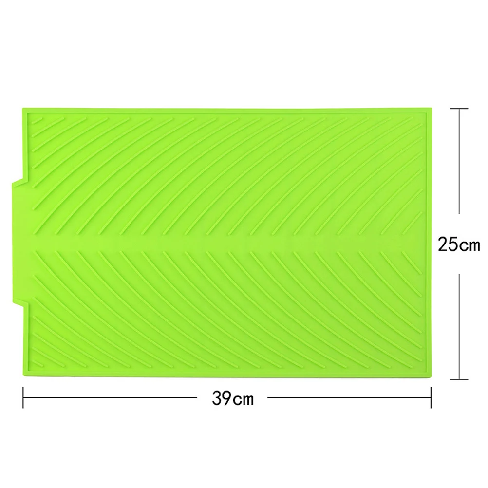 Heat Resistant Silicone Dish Drying Mat Green Antibacterial Dishwasher Safe Kitchen Tool Silicone Drying Mat Kitchen Accessories
