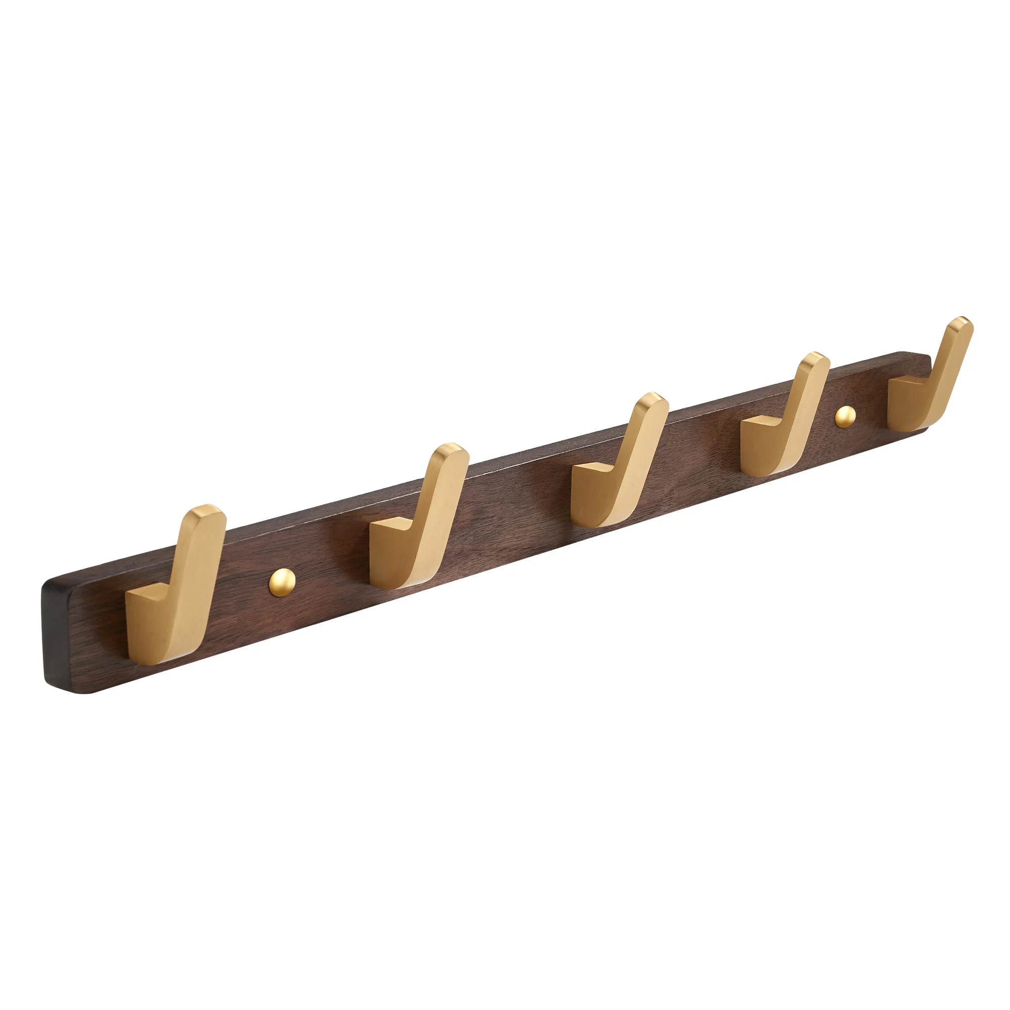 SARIHOSY Walnut Gold Wall Hooks Hanging Coat Rack for Bathroom Kitchen Bedroom Hallway Clothes Holder Multi Hooks Towel Rack