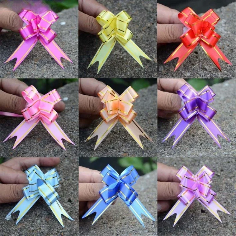 10Pcs Medium Size 12MM Pull Flower Bow Knot Pull Bow Gift Ribbons Flower Wrappers for Birthday Christmas Party Decoration