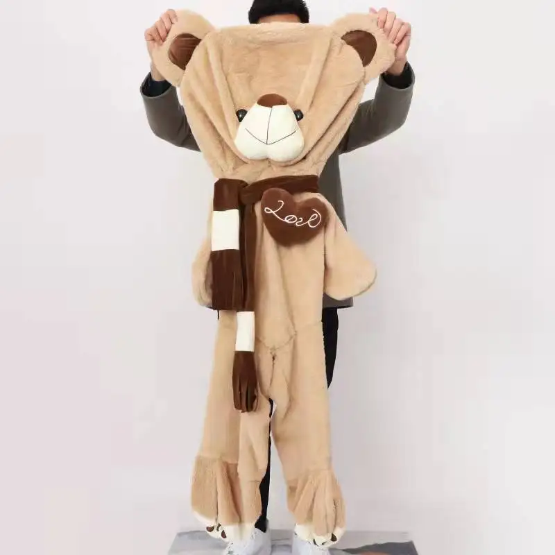 80-200cm Giant Skin Plush Toy Soft Big Animal Love Scarf Bear Empty Cushion Pillow Boys Doll Girl Gifts