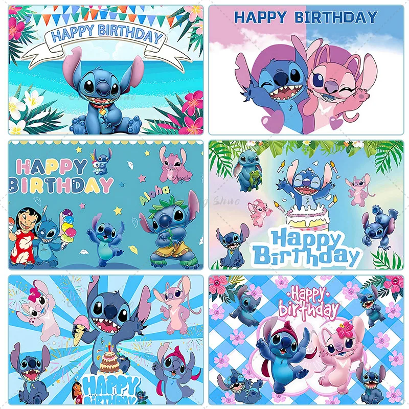 

Cartoon Lilo & Stitch Theme Party Backdrops Photo Studio Hawai Hula Summer Girls Birthday Party Photography Backgrounds Custom