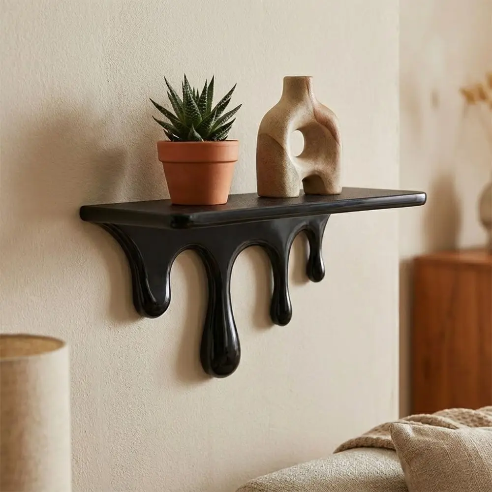 Classic 3D Printed Drip Floating Shelf Plastic Stable Melting Wall Shelf Artistic Wall-Mounted Wall Storage Rack Living Room