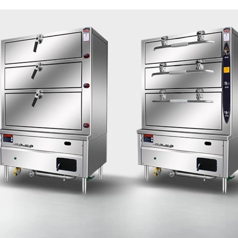 

Seafood steamer commercial gas electric heating gas steamer automatic intelligent three doors