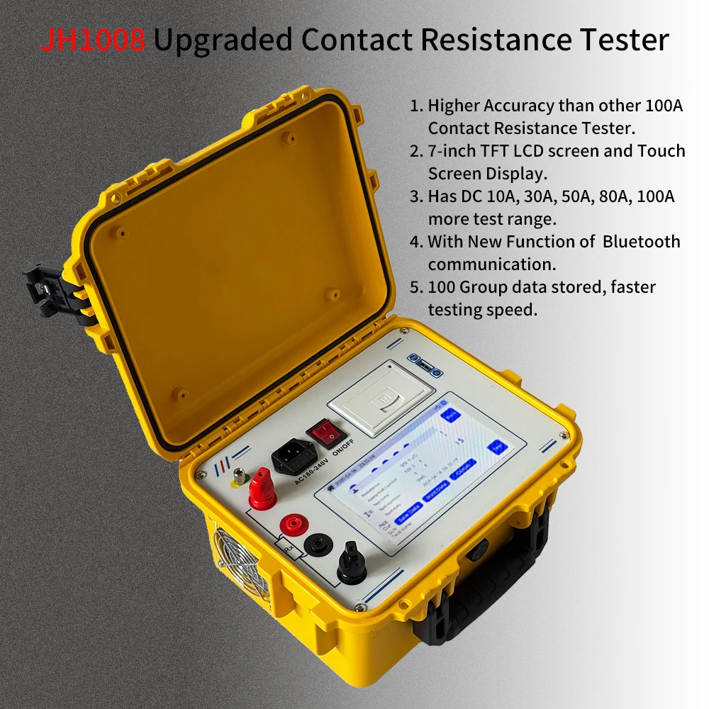 DC 10A/30A/50A/80A/100A Digital Micro Ohm Meter Touch Screen Switch Circuit Breaker Multimeter Loop Contact Resistance Tester
