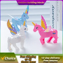 Building Block Internet Celebrity Unicorn Small Particle Building Block Puzzle DIY Trendy INS Wind Princess Building Block Toy