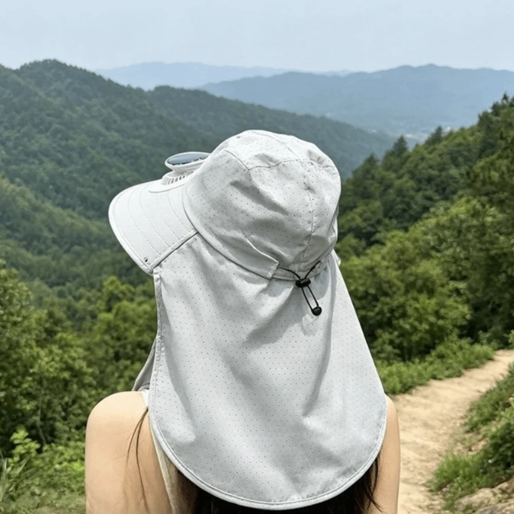Adjustable Solar Fan Hat Breathable Long-lasting Wide Brim Fishing Hat Portable Sun Protection for 3.7V300MAH