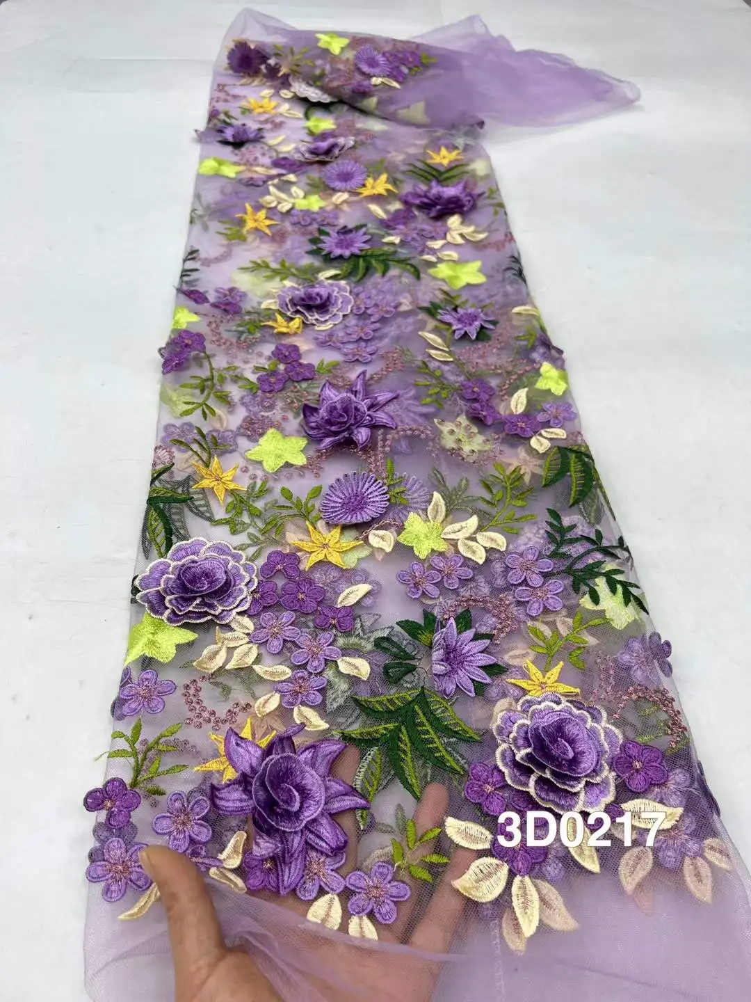 Последняя популярная модная африканская тюль с вышивкой 3D цветок кружевная ткань для шитья свадебного платья