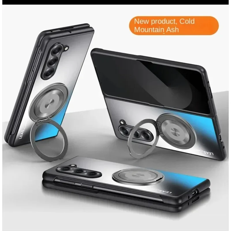 Роскошный автомобильный держатель с металлическим магнитным кольцом для Samsung Galaxy Z Fold 7, 6, 5, 4, 3, противоударные подставки Mag-safe, защитный чехол