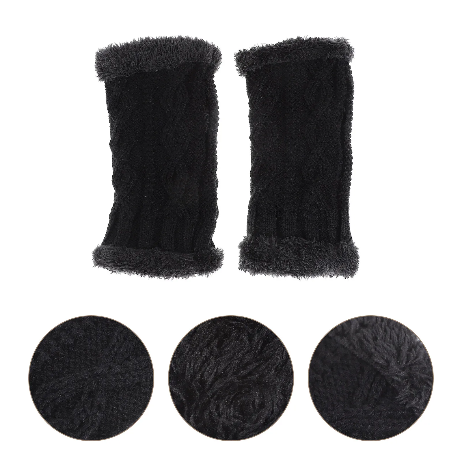 Womens Half Finger Gloves Winter Knitted Thermal Touchscreen Mittens Warm Windproof Moisture Wicking