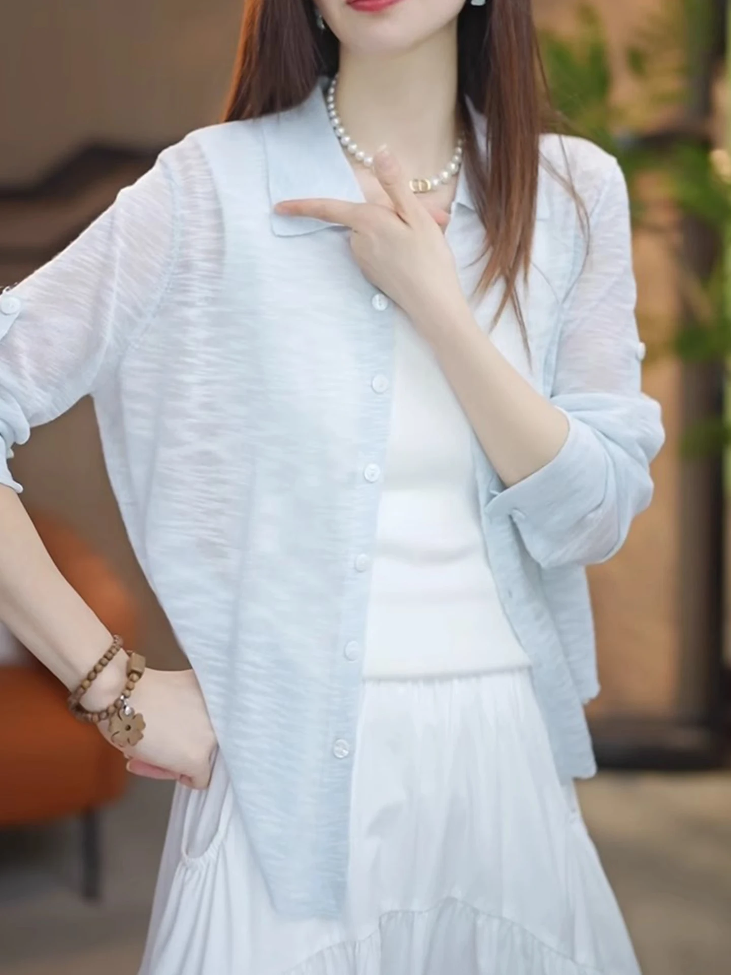 تي شيرت Laid-ba Color محبوك طويل Sve بزر واحد ملابس خارجية صيفية قابلة للتنفس للنساء مقاس البالغات