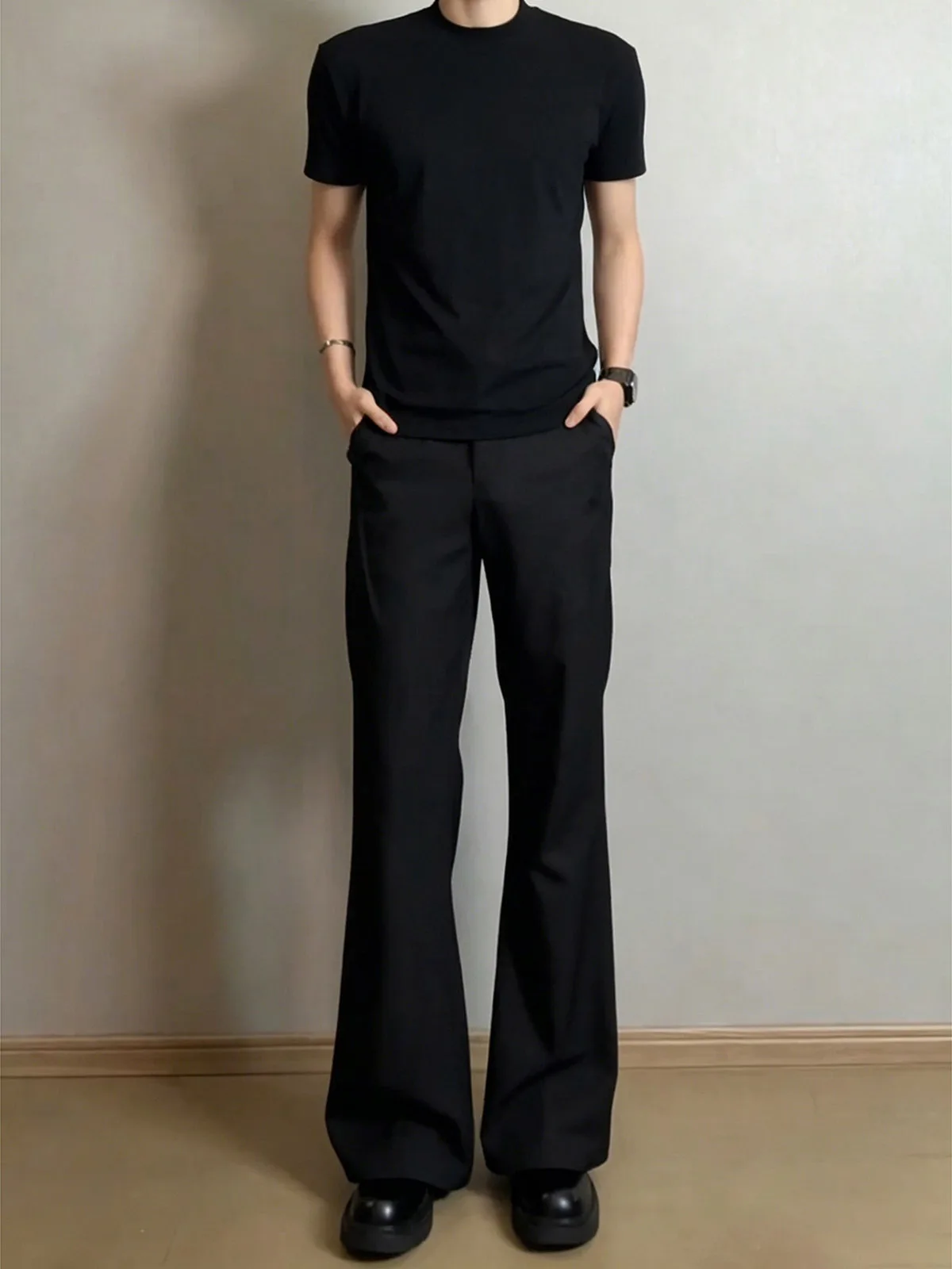 Cleanfit Luxury Style Men's Slim Fit Straight Leg Trousers Thin High Waist Pants Casual Straight Cut Knife  Long Trousers