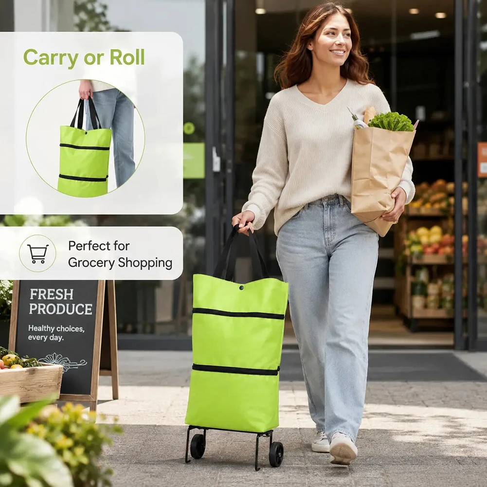 折りたたみ式ショッピングカート、ローリング食料品バッグ、ポー - Food Grocery Snacks のレビューと価格