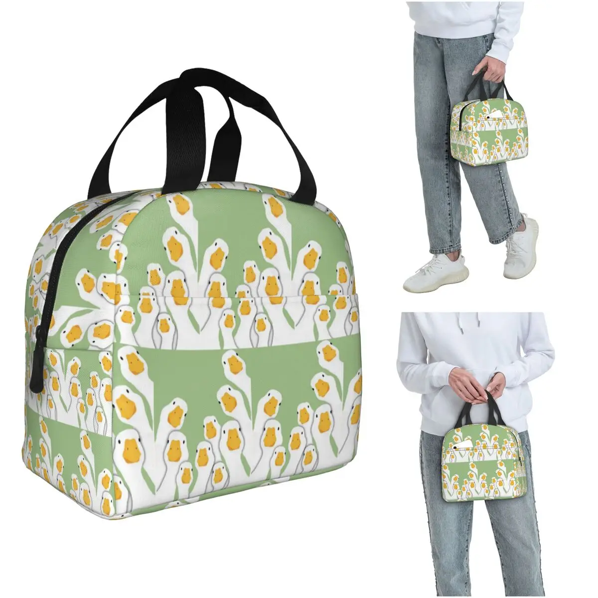 Cartoon Popular Goose Animal Insulated Lunch Bag for Women Children Portable Food Boxes Thermal Lunch Box Tote