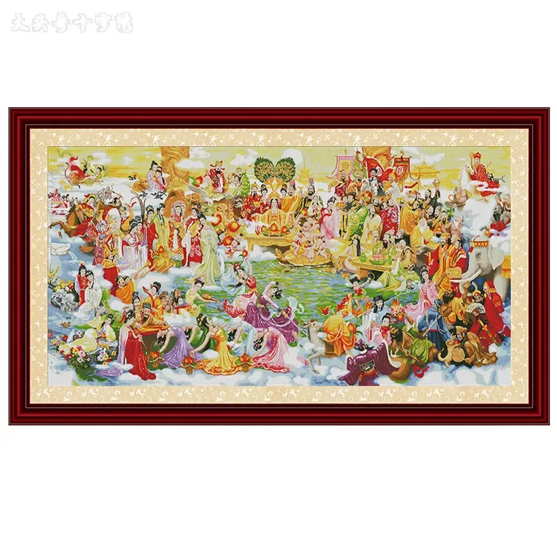 [ZZ5479-Yaochi Many Immortals Figure] Stamped Cross Stitch Kit 14CT 16CT Printed Canvas Cotton Threads DIY Embroidery Wall Decor