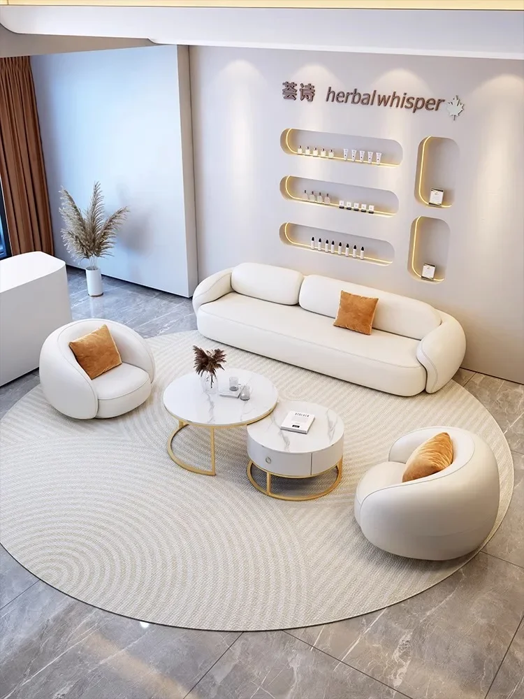 Light luxury cream style sofa store technology leather sofa guest clothing store beauty salon rest area reception Internet