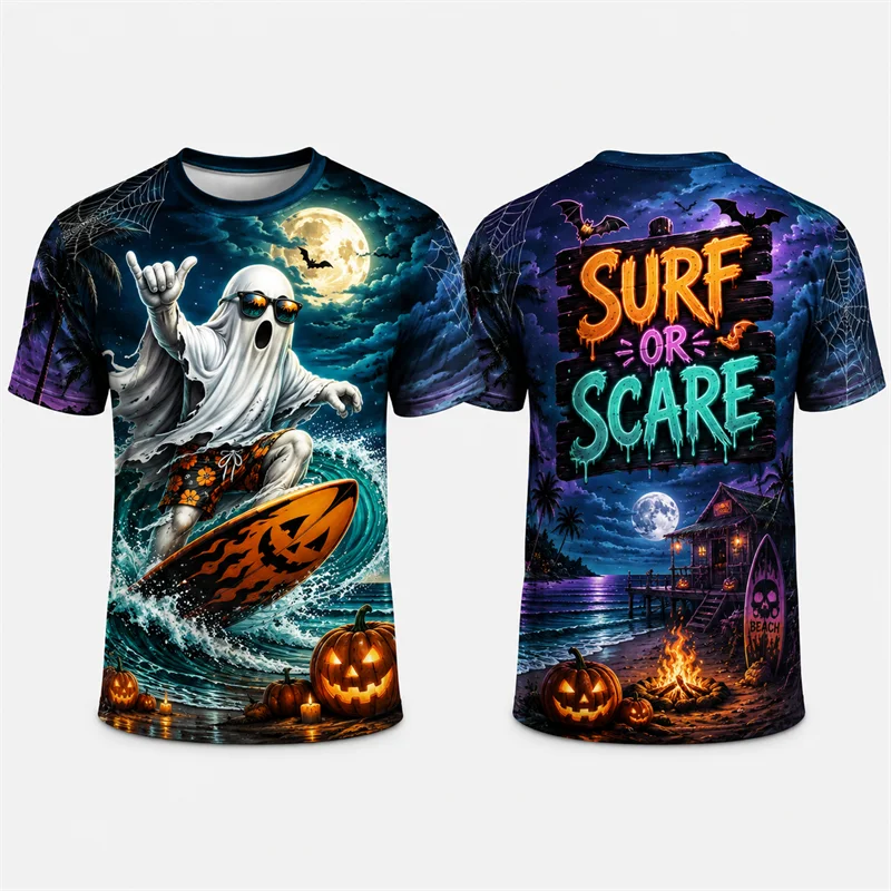 Zombie Diner Halloween T Shirt 3D Graphic Print Horror Waitress Pumpkin Short Sleeve Crew Neck Unisex Retro Party Streetwear Top