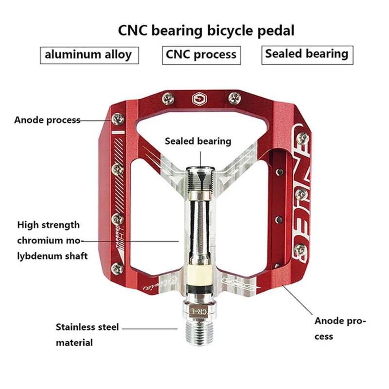 ENLEE MTB Rennrad Ultraleicht Versiegelte Pedale CNC Radfahren Teil Legierung DH XC Hohl Anti-rutsch Lager Du System Berg 12mm Achse – Detail 1