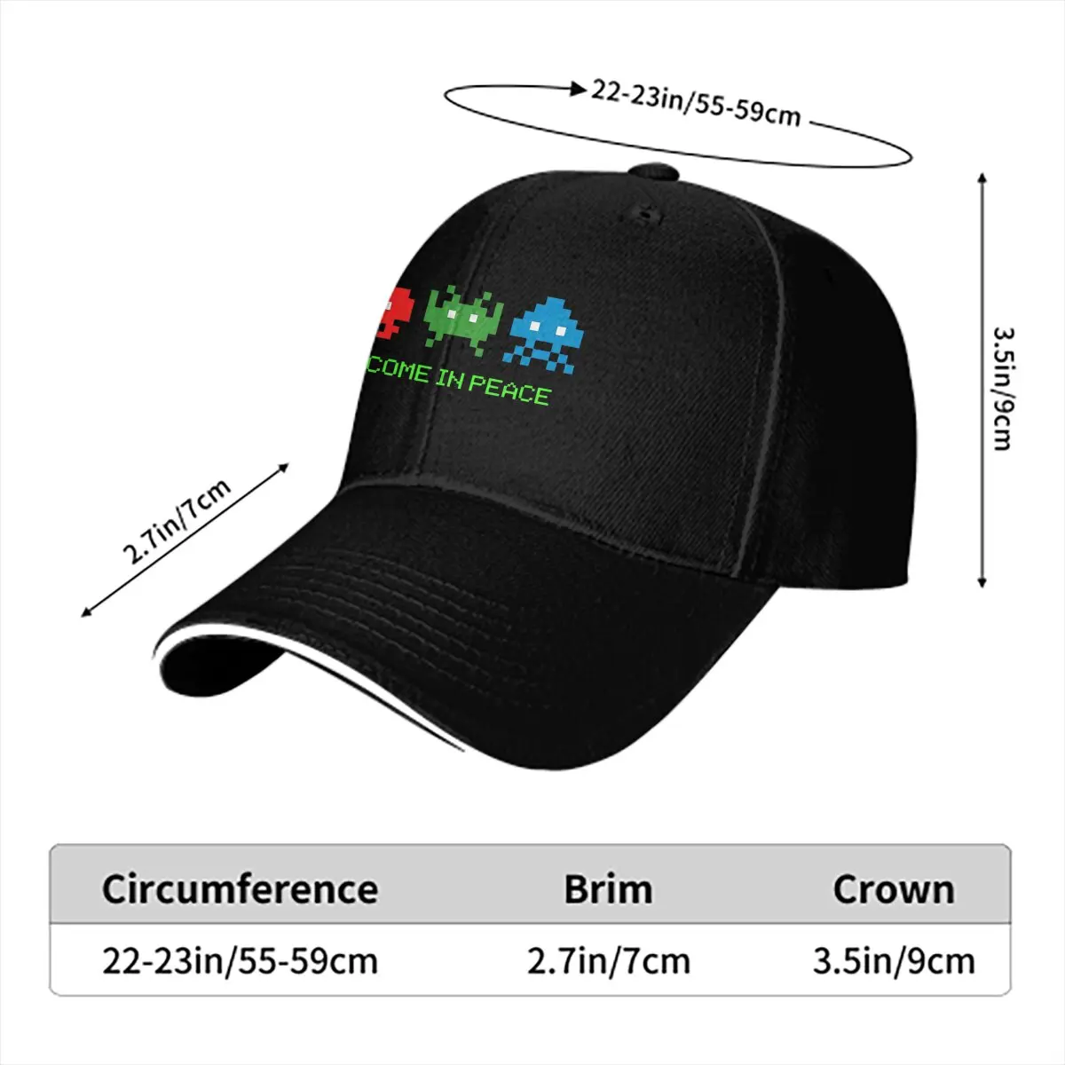 Chapéu Multicolor Unisex, Casual Visor Proteção Chapéus, Sun Cap, Nós Viemos Em Paz-Cor