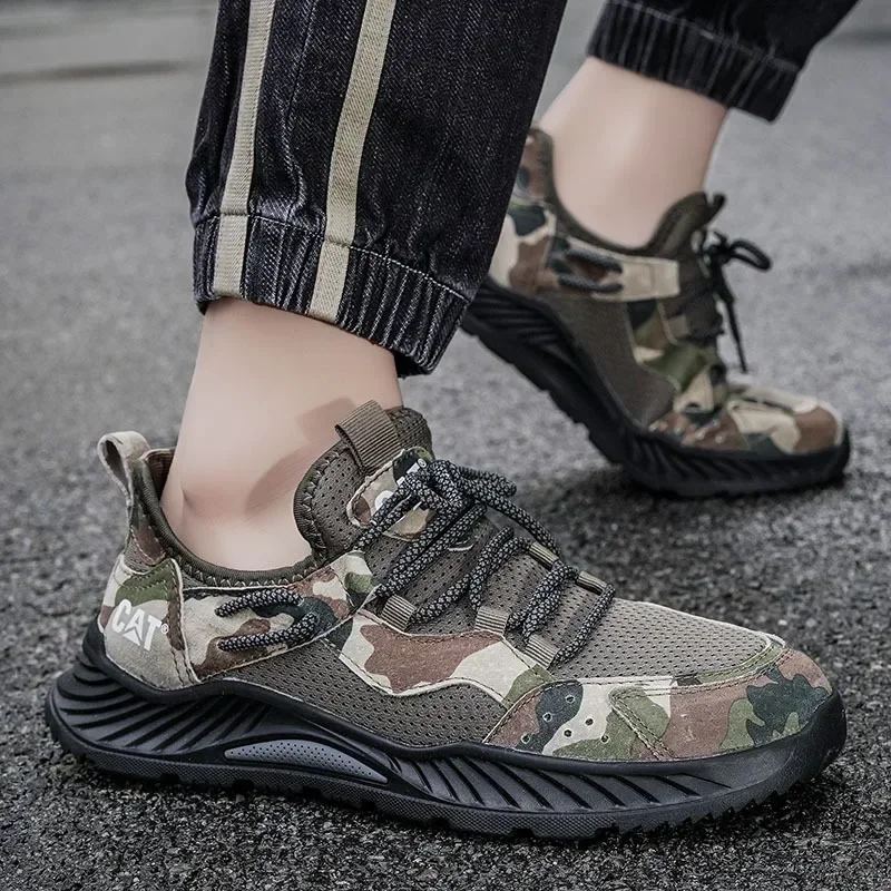 Men's Lace-up Camouflage Sneakers High Quality Outdoor Non-slip Casual Hiking Shoes Lightweight Breathable Walking Running Shoes