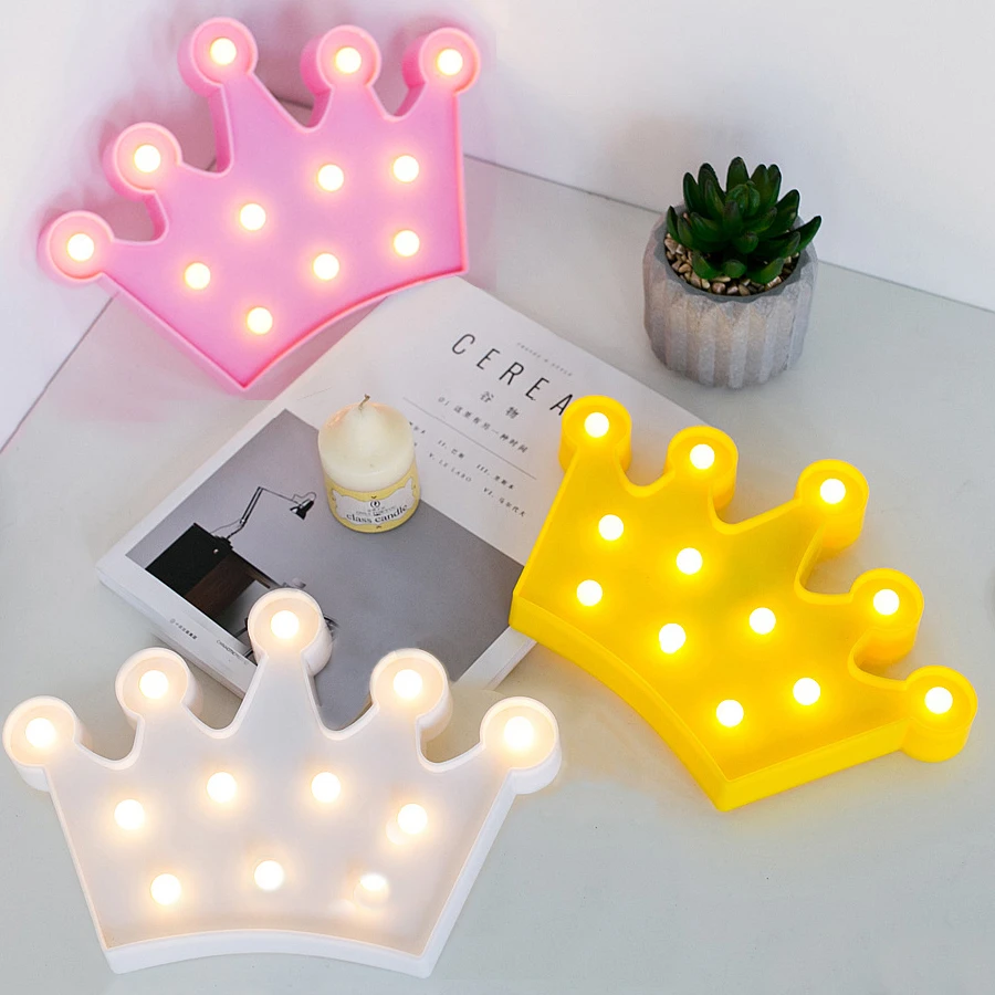 decorative wall lighting bedside lamp Queen White Pink Yellow Big crown Lamp Led children night light decorative standing lights