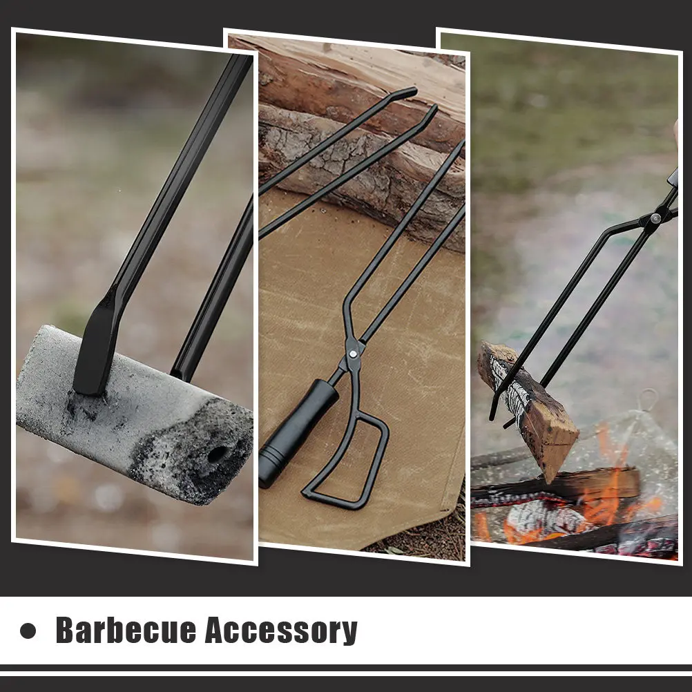

Charcoal Clamp Barbecue Iron Long Handle Tong Outdoor Bbq Cooking Wood Grip Camping Supply Charcoal Clip Household Log Plier