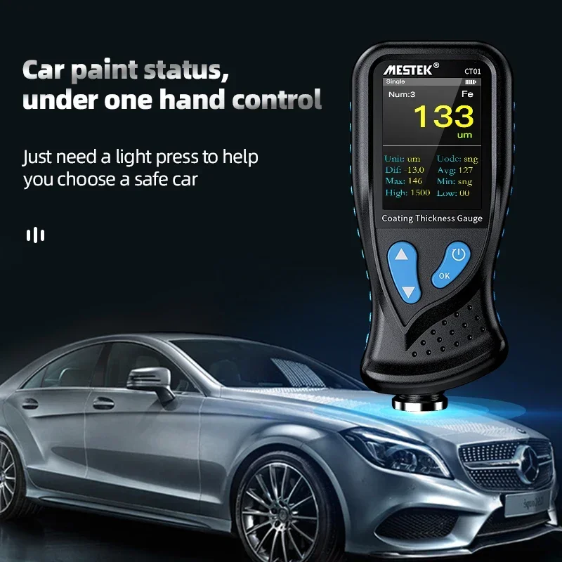 Hot Sale Mestek English Russian Manual Digital Car Paint Thickness Gauge Factory direct supply coating thickness meter